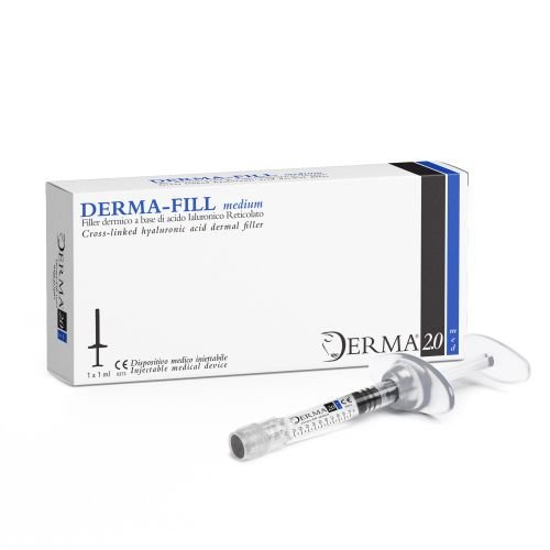 Filler labbra, filler rughe, filler per riempimento labbra, filler per riempimento rughe Derma-fill medium acido ialuronico reticolato 21mg/ml Derma 2.0 med, filler medium, medium, made in italy