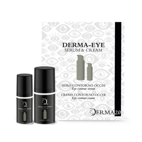 Crema contorno occhi antirughe Derma-eye Cream e siero anti occhiaie Derma-eye Serum. Prodotti per borse e occhiaie Siero e Crema contorno occhi Derma 2.0